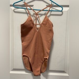 Free People Movement Dance All Day Bodysuit Mauve Pink Size M/L